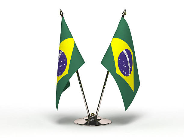 Miniature Flag of Brazil (Isolated) stock photo