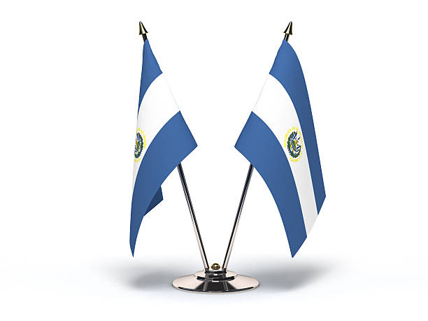 Miniature Flag of El Salvador (Isolated) stock photo