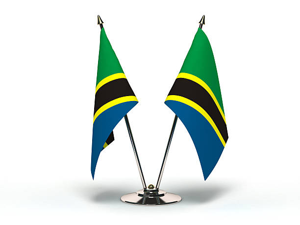 Miniature Flag of Tanzania stock photo