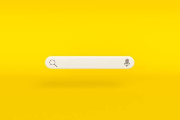 Minimal search bar design element on yellow background. web search concept. stock photo