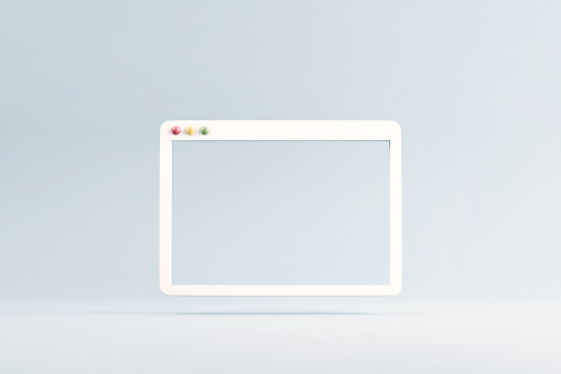 Minimal web simple browser window, 3d rendering.
