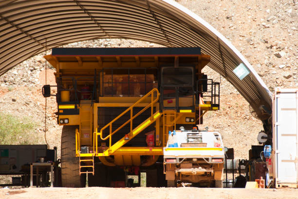 Mining Dump Truck Maintenance stock photo