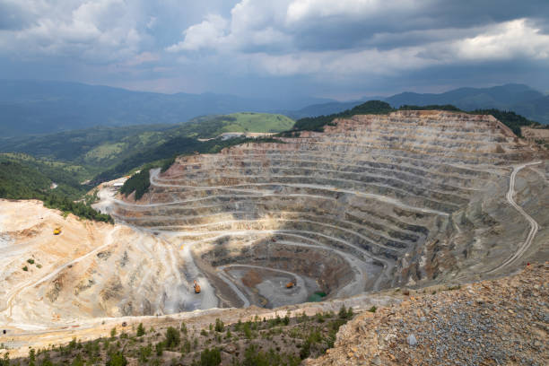 Mining pit in Rosia Montana stock photo