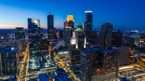 Minneapolis Skyline at Night - Cityscape stock photo