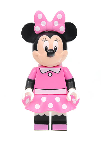 Minnie Mouse Disney Series 1 Minifigure Adelaide, Australia - May 21, 2016:An isolated shot of a Minnie Mouse Lego Minifigure from Disney Series 1 of the collectable lego minifigure toys. Lego is very popular with children and collectors worldwide. images of minnie mouse stock pictures, royalty-free photos & images
