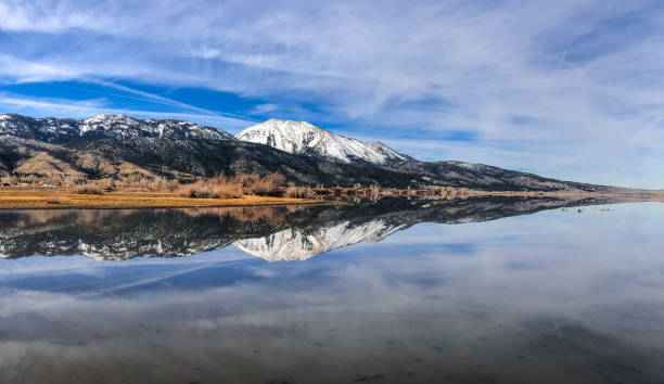 Mirror like Washoe Lake Washoe lake with the view on Sierra Nevada mountains. This amazing lake is right between Reno and Carson City. californian sierra nevada stock pictures, royalty-free photos & images