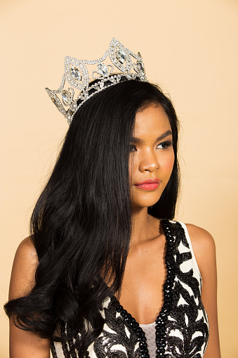 Miss Beauty Pageant Queen Contest In Asian Gown Stock Photo