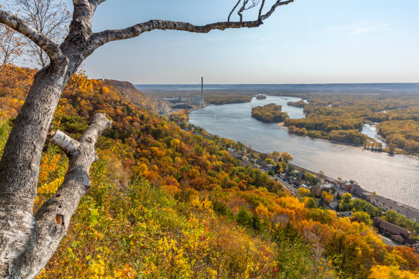 Mississippi River Autumn Landscape stock photo
