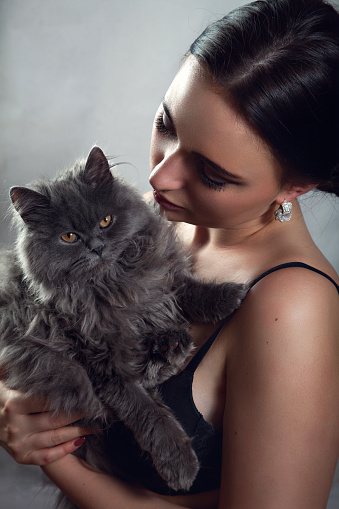 Mistress With Persian Cat Stock Photo Download Image Now Istock