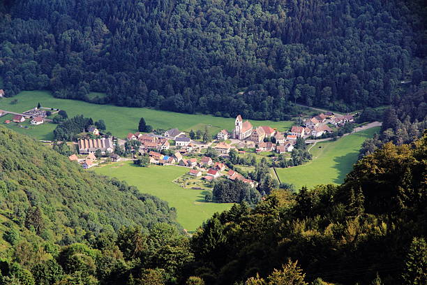 Mittlach, village in the Vosges Picturesque village of mountain in Alsace munster france stock pictures, royalty-free photos & images