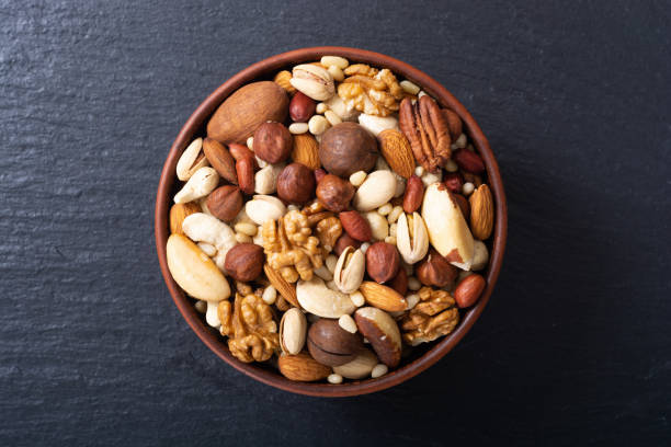 Mix of nuts stock photo