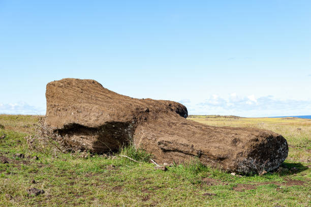Moai on Akahanga, Easter Island, Chile stock photo