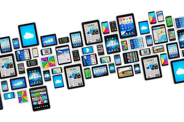 dispositivi mobili - comunicazione multimediale foto e immagini stock