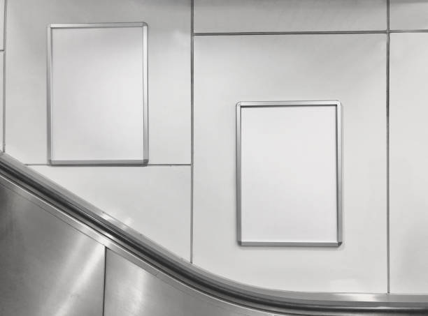 mock up, blank vertical billboard - stairs subway imagens e fotografias de stock