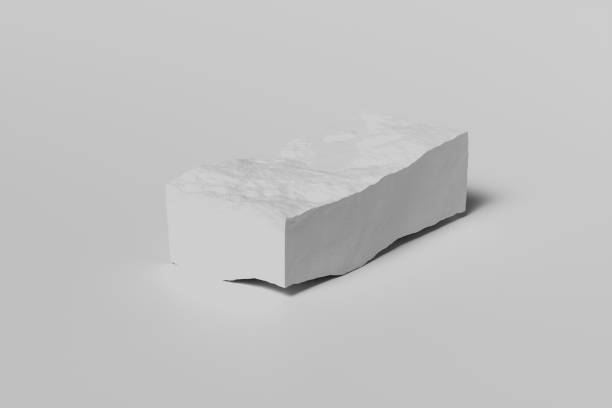 mock up of stone or stone rock on a white background in the studio mock up of stone or stone rock on a white background in the studio, 3D rendering, banner or wallpaper chalk rock stock pictures, royalty-free photos & images