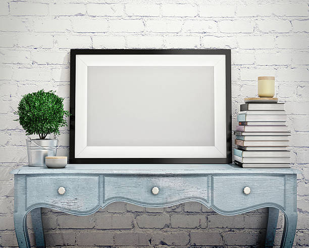 mock up poster frame in vintage hipster loft interior background mock up poster frame in vintage hipster loft interior background horizontal photos stock pictures, royalty-free photos & images