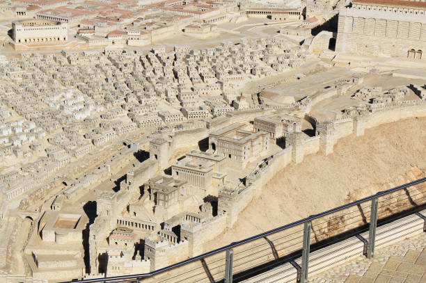 Model of Ancient Jerusalem Focusing on the Lower City stock photo