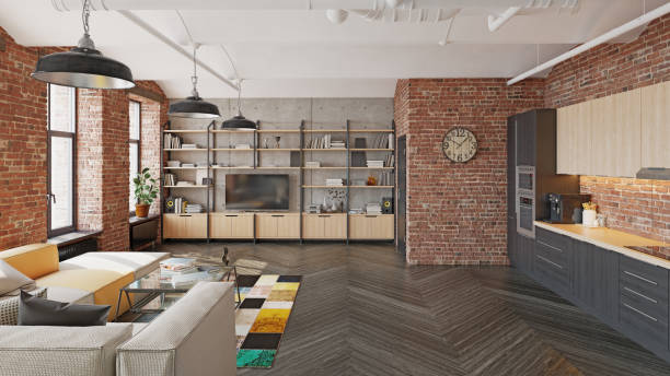 modern apartment interior stock photo