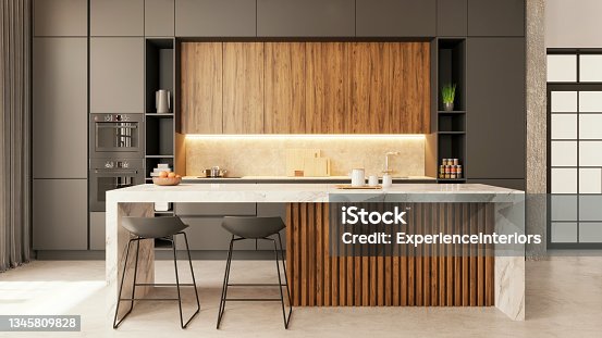 istock Modern apartment kitchen interior 1345809828