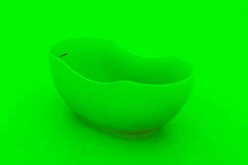 Modern bathtub isolated on green background. 3d illustration.