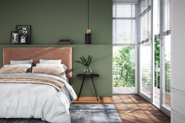 Modern bedroom interior - stock photo stock photo