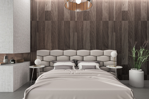 Modern room with wooden Wall