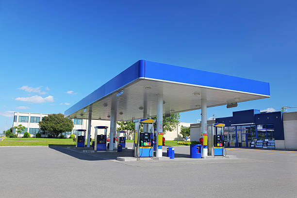 Modern Blue Service Station stock photo