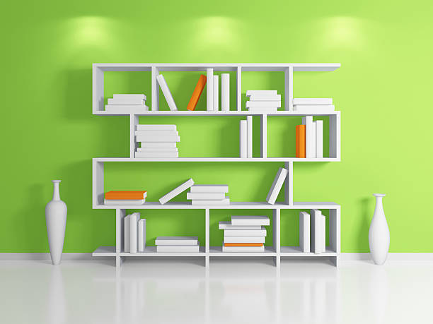 Modern bookshelf. stock photo