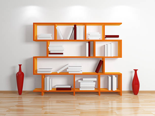 Modern bookshelf. stock photo