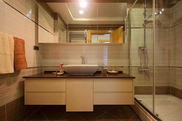 Modern Brown Bathroom stock photo