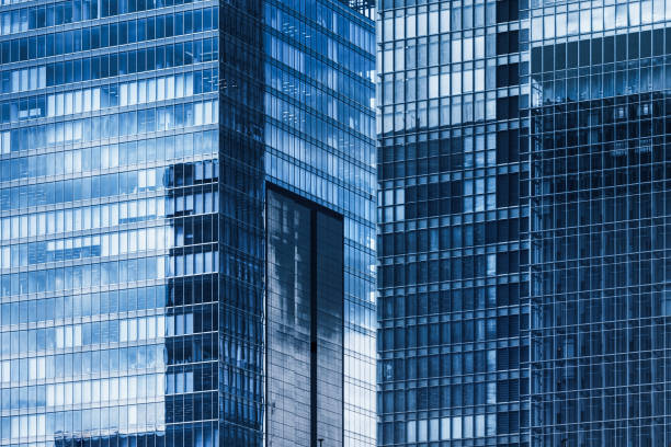 Modern buildings facades in Tokyo business downtown stock photo