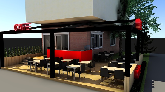 Interior Design Moderne Cafe 3dabbildung Stockfoto Und Mehr