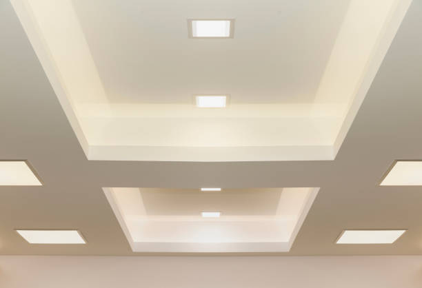 modern tavan ışıkları - tavan stok fotoğraflar ve resimler
