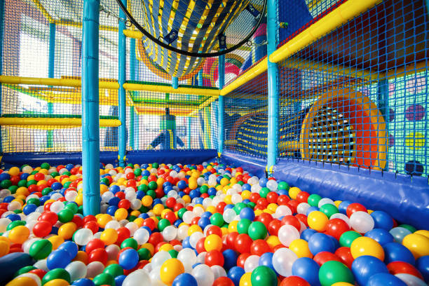 Modern children playground indoor Moscow - June 24, 2014: Modern children playground indoor indoor playground stock pictures, royalty-free photos & images