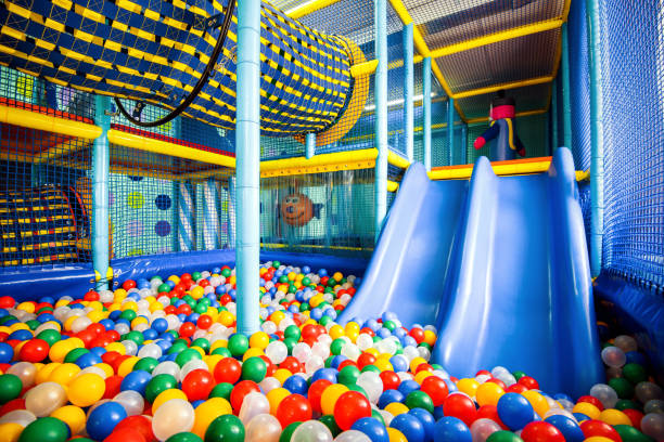 Modern children playground indoor Moscow - June 24, 2014: Modern children playground indoor indoor playground stock pictures, royalty-free photos & images
