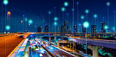 istock Modern cityscape and communication network concept. Telecommunication. IoT (Internet of Things). ICT (Information communication Technology). 5G. Smart city. Digital transformation. 1315599793
