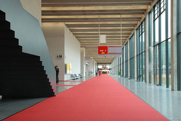 Modern convention center hallway stock photo