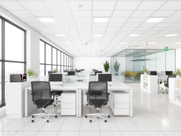 Modern Corporate Work space. Open Office And Board Room Modern Corporate Work space. Open Office And Board Room office cubicle stock pictures, royalty-free photos & images