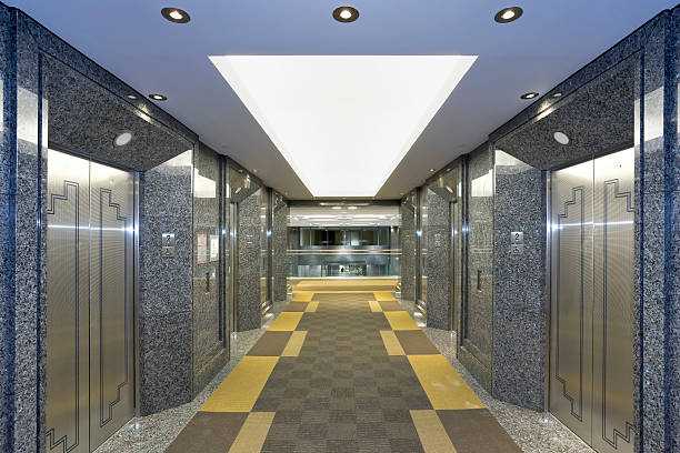 Modern elevator lobby stock photo