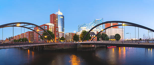 Modern HafenCity in the harbor of Hamburg stock photo