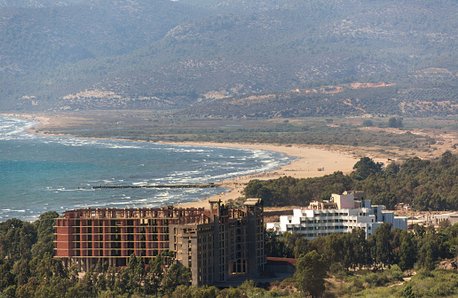 Modern Hotels And Coast Of Pamucak Beach Near Kusadasi Izmir Turkey Stock Photo Download Image Now Istock
