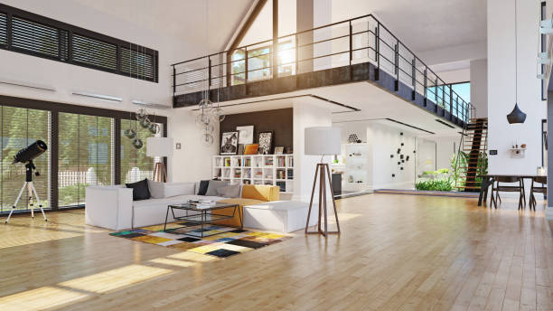 modern house interior design stock photo