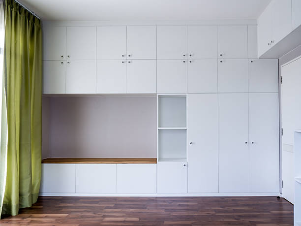 Modern interior with empty cabinet stock photo