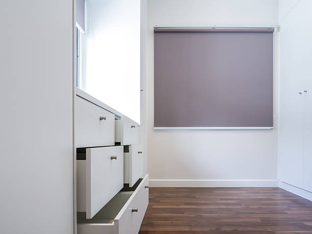 Modern interior with empty walk in  wardrobe stock photo
