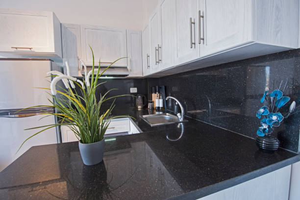 Modern kitchen design in a luxury apartment stock photo