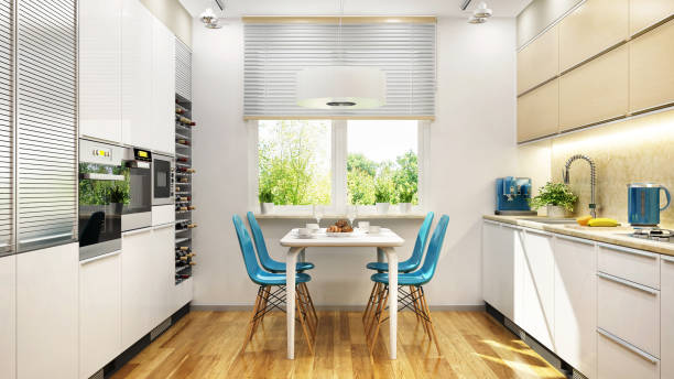 Modern kitchen interior design stock photo
