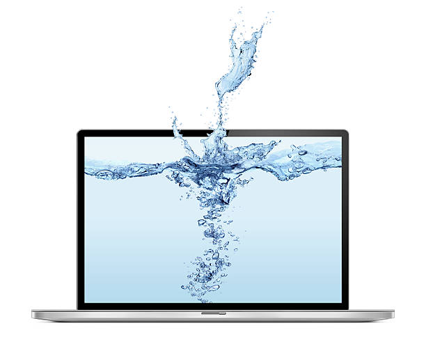 Modern Laptop with Water stock photo