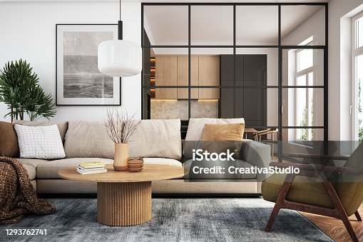 istock Modern living room interior - 3d render 1293762741