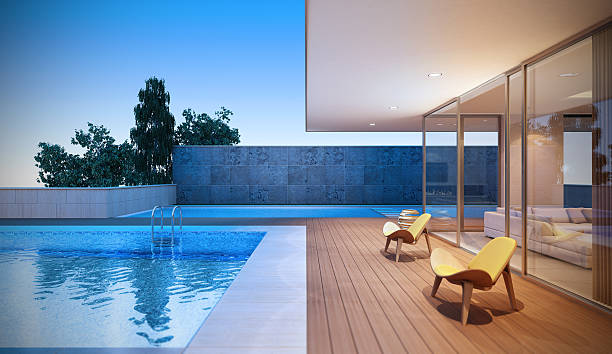 moderne luxus-villa - penthouse stock-fotos und bilder