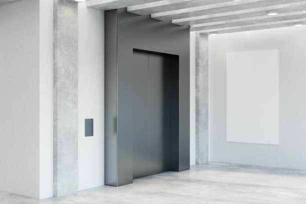 Modern office interior with elevator stock photo